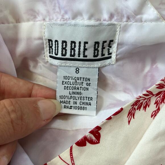 Robbie Bee Babydoll Floral Dress 8 Peasant Bow Cottage Core Peasant Red Midi Y2k - Picture 10 of 14